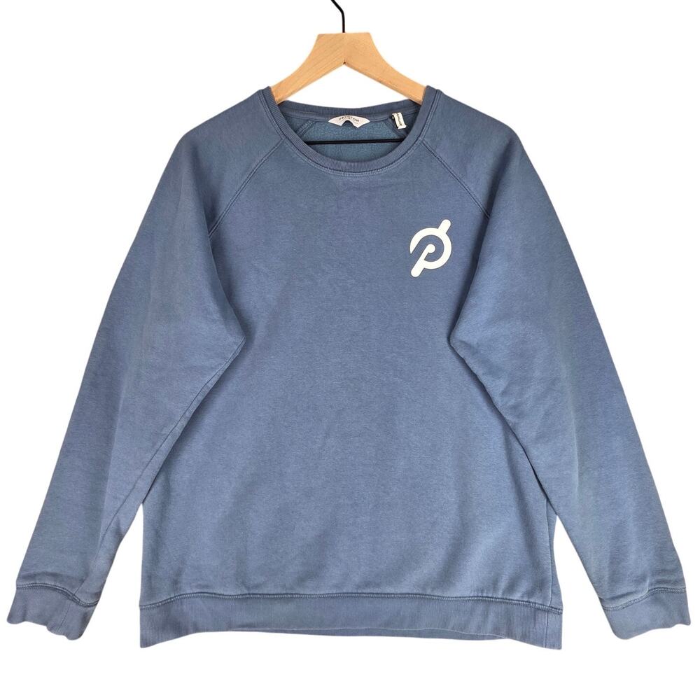 PELOTON MEN’S BLUE CREWNECK COTTON BLEND SWEATSHIRT – SIZE M – LOGO FRONT + BACK